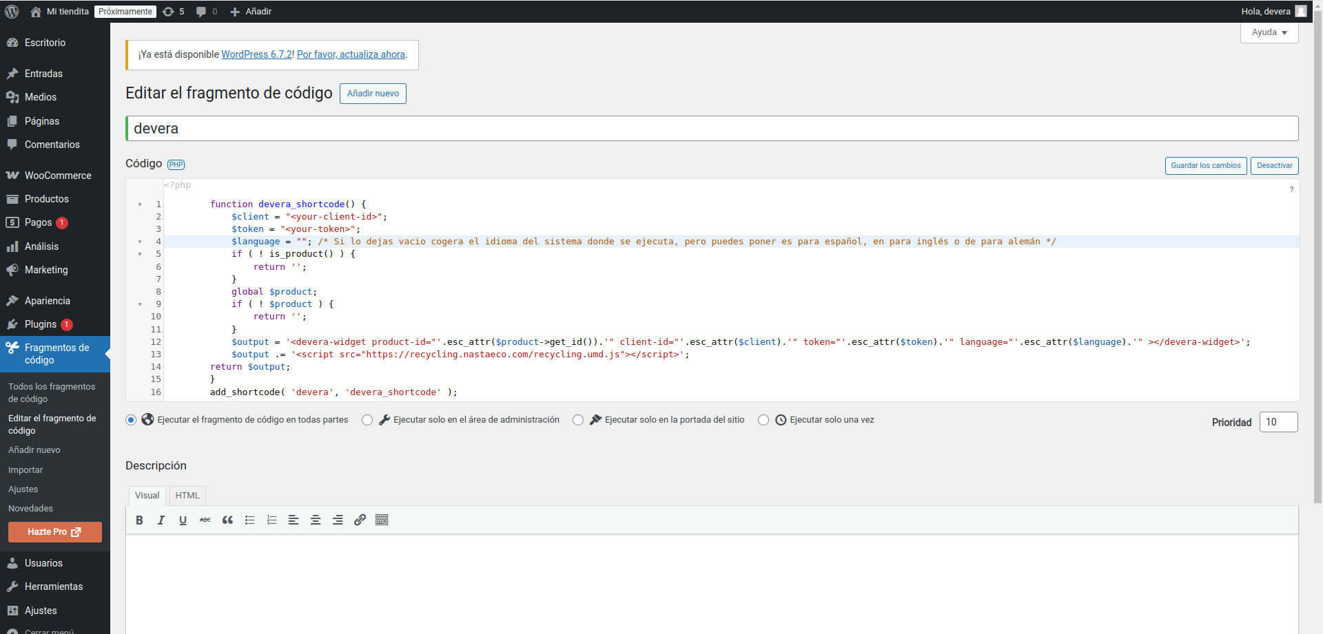 Tercer paso code snippets